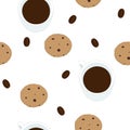 Seamless pattern Coffee cookies chocolate food illustration vector scrapbooking wallpaper print on fabric